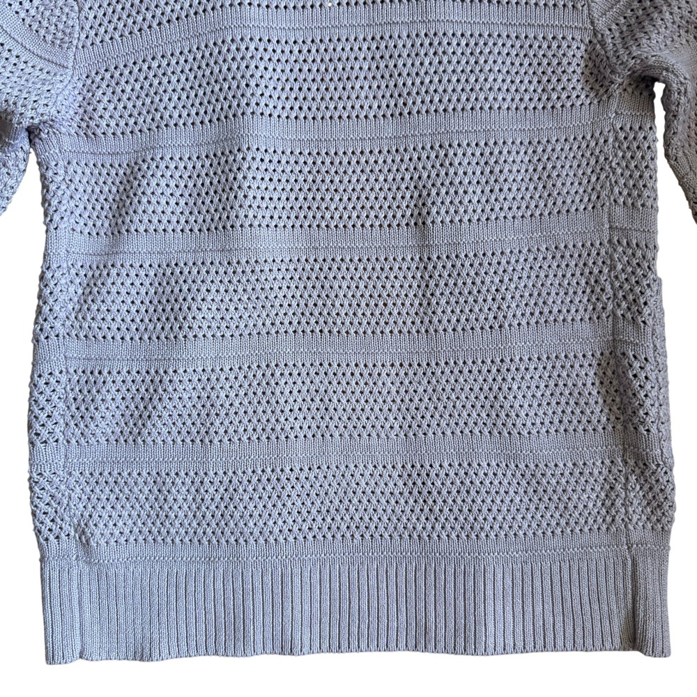 Design History Lavender Purple Pointelle Knit Open Front Hooded Cardigan Small - Picture 6 of 7